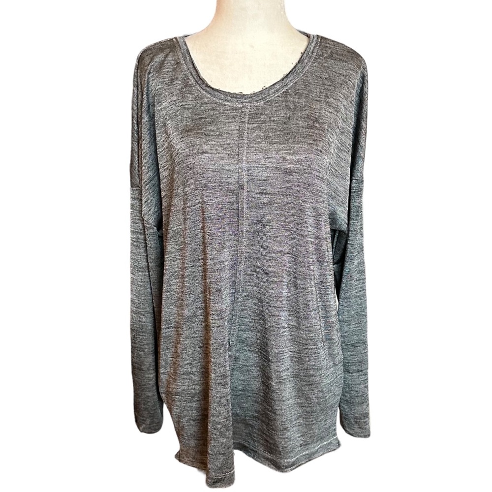 Metallic Heathered Grey Long Sleeve Open Back Sweater L